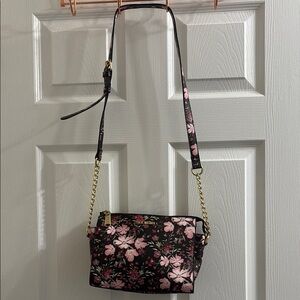 Steve Madden Black and Pink Floral Crossbody Bag